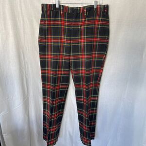 Brooks Brothers Mens Plaid Red Christmas Holiday Pants See Measurments